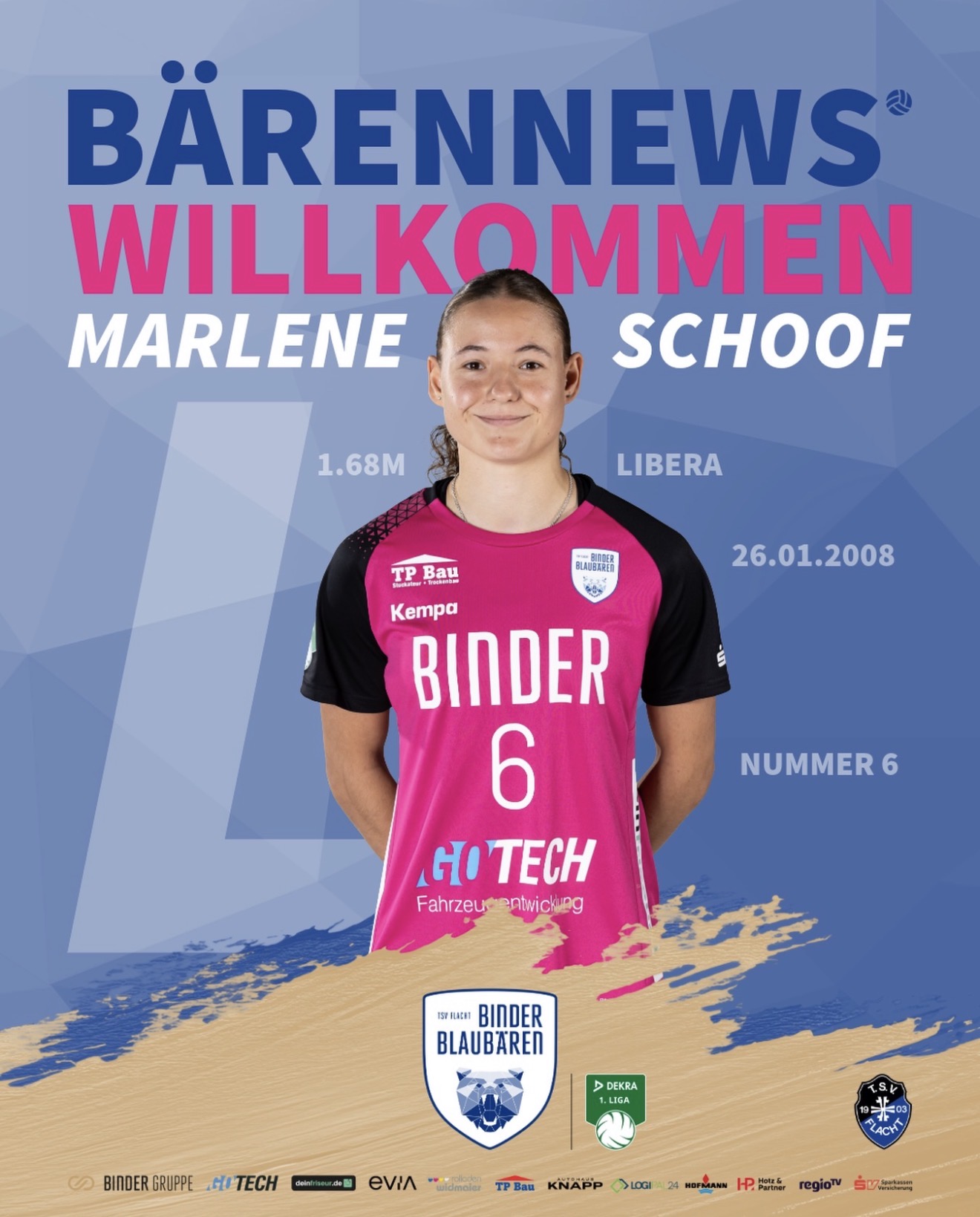 News der Binder Blaubären TSV Flacht: WILLKOMMEN BEI DEN BLAUBÄREN, MARLENE!